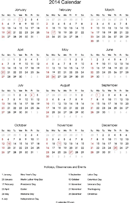 Annual Calendar 2014 form