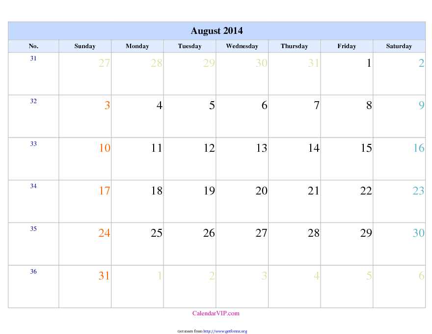 August 2014 Calendar 2