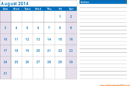 August 2014 Calendar 3 form