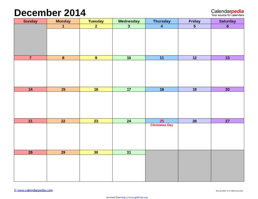 December 2014 Calendar 3