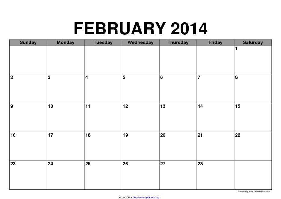 February 2014 Calendar 3