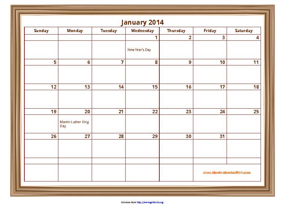 January 2014 Calendar 3
