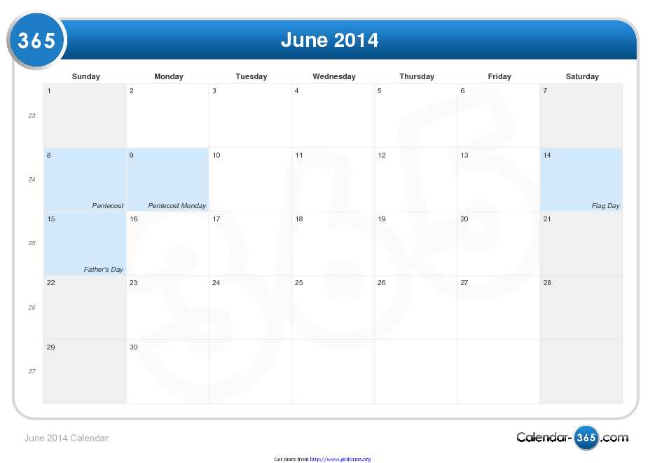 June 2014 Calendar 1