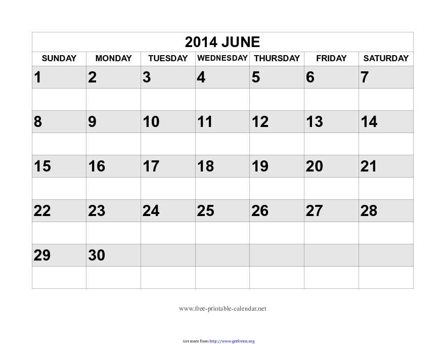 June 2014 Calendar 2
