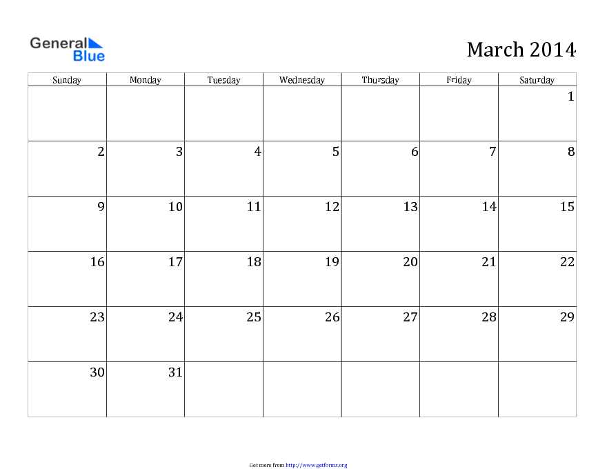 March 2014 Calendar 1