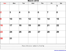 March 2014 Calendar 3 form