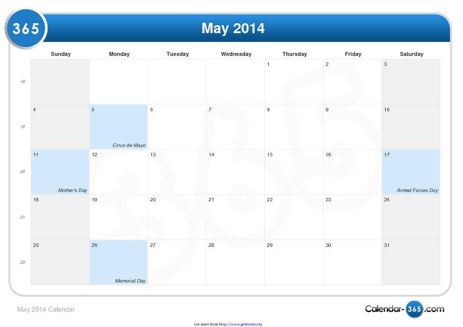 May 2014 Calendar 1