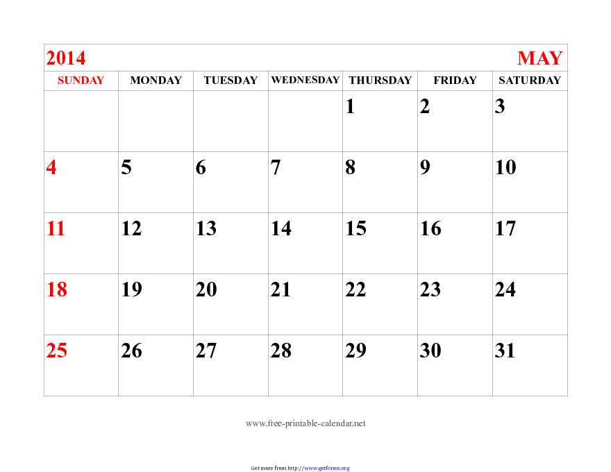 May 2014 Calendar 2