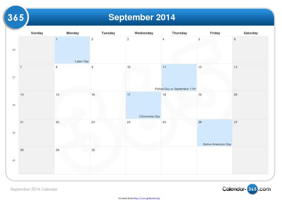 September 2014 Calendar 1