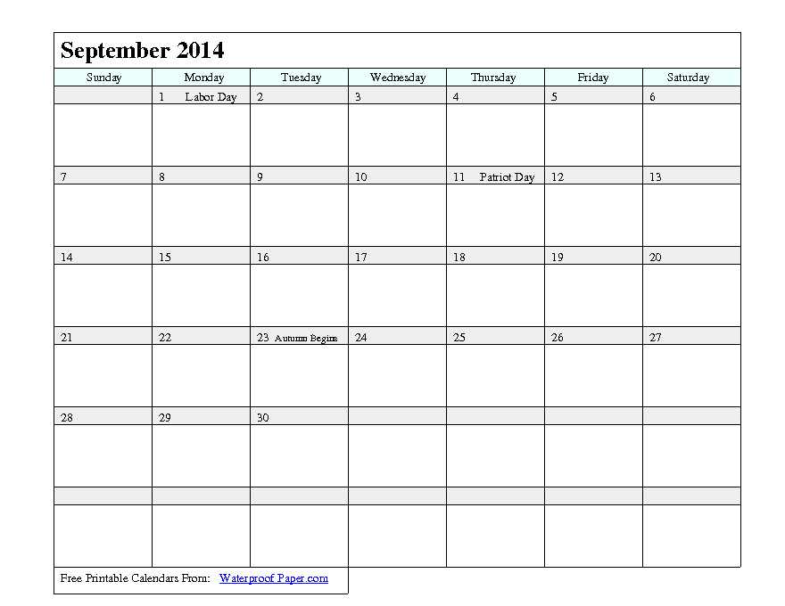 September 2014 Calendar 2