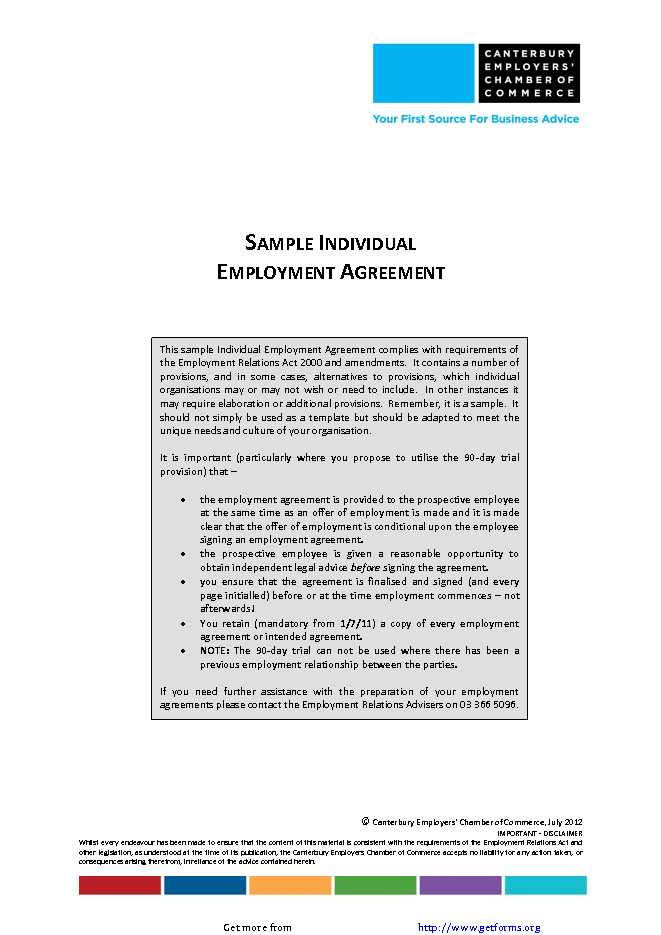 Sample Individual Employment Agreement