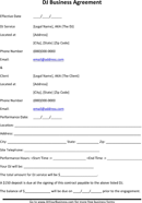 DJ Business Agreement form