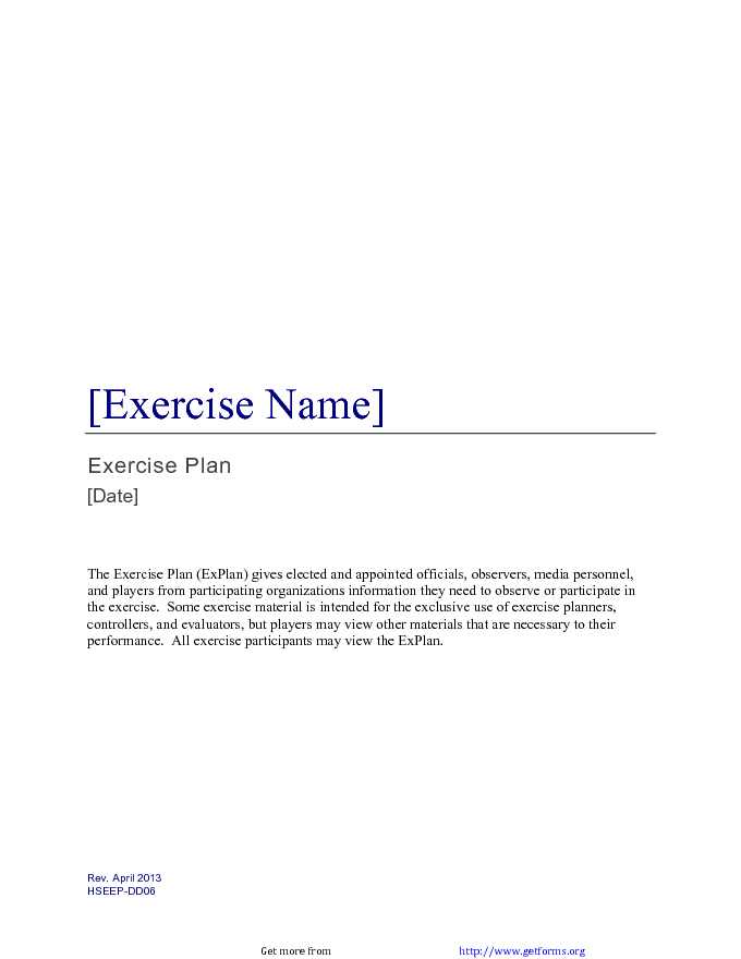 Exercise Plan Template