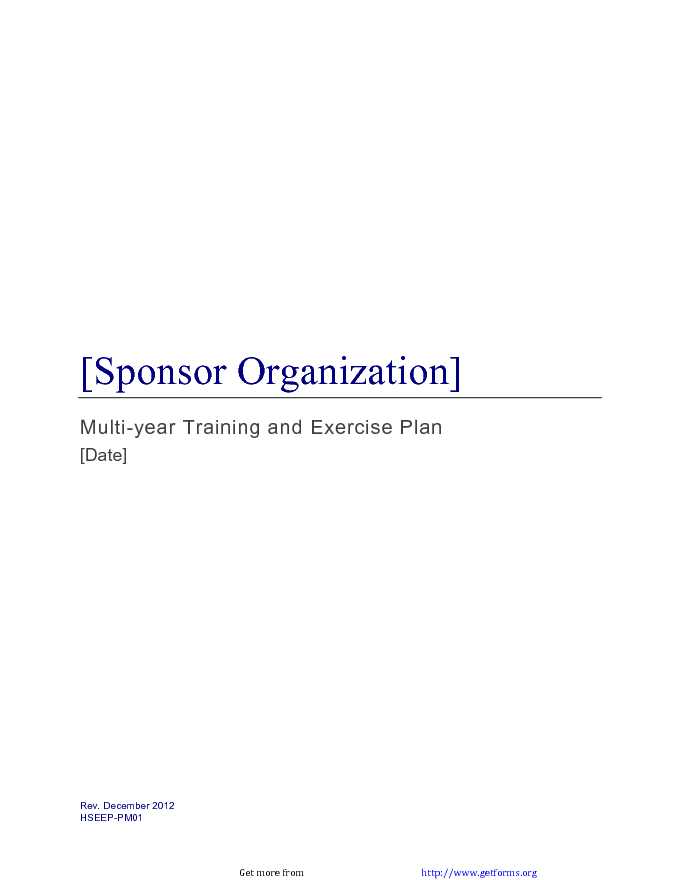 Training and Exercise Plan Template