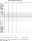 Monthly Blood Sugar Record form