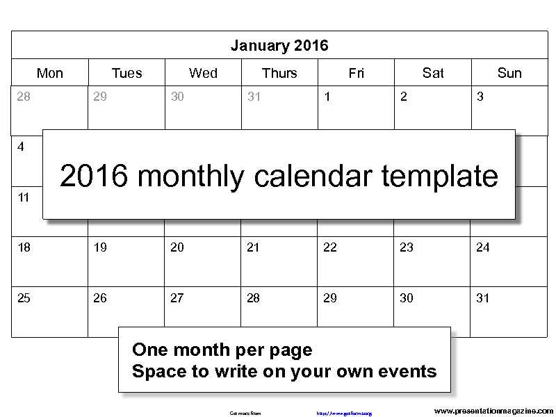 2017 Monthly Calendar 2