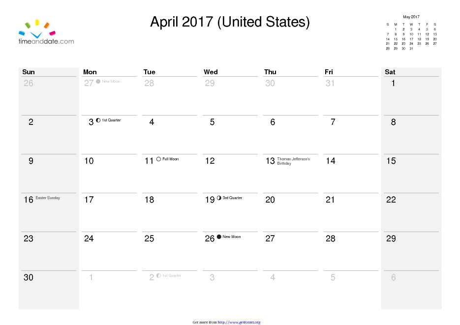 April 2017 Calendar 1