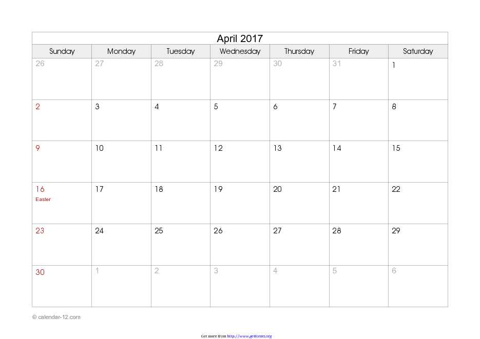 April 2017 Calendar 2