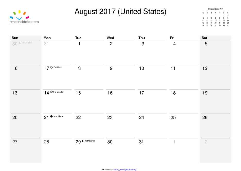 August 2017 Calendar 3