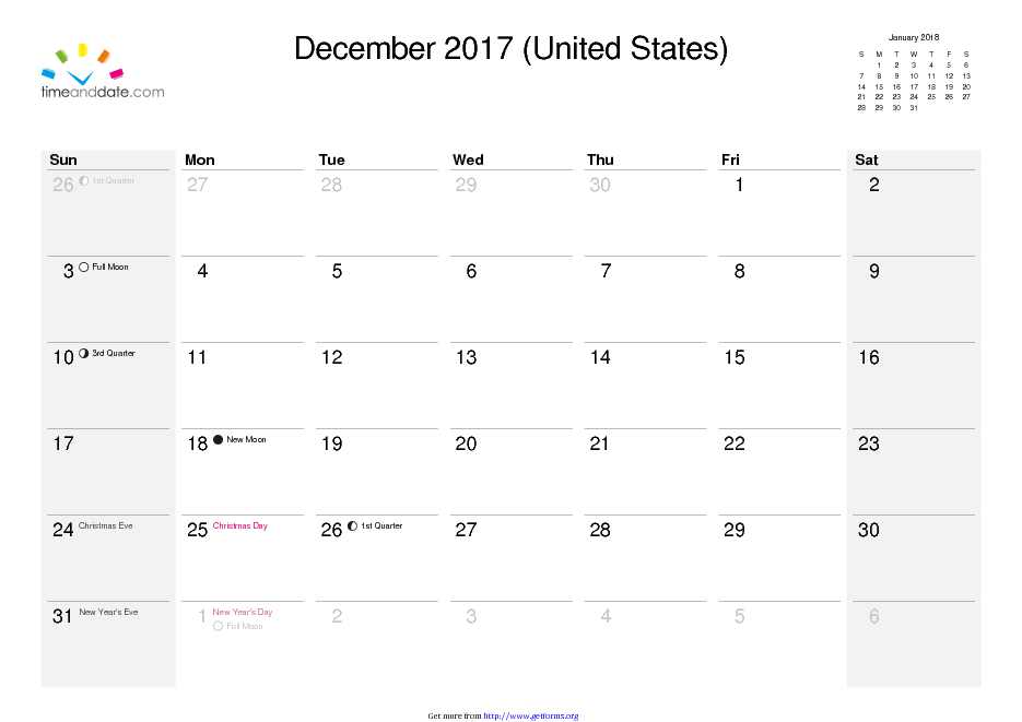 December 2017 Calendar 1