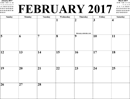 February 2017 Calendar 2 form