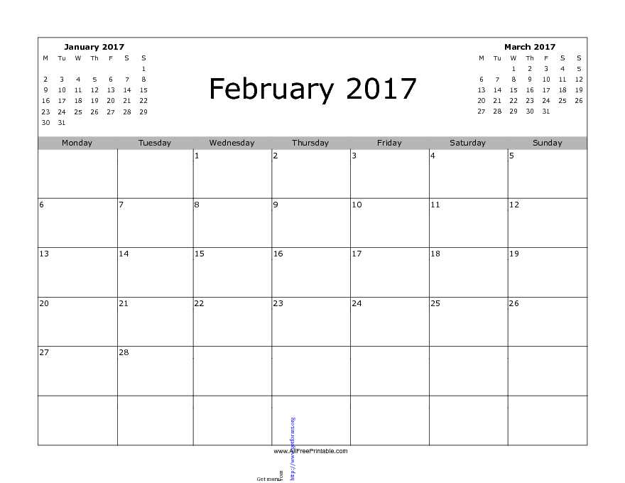 February 2017 Calendar 3