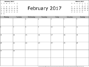 February 2017 Calendar 3 form