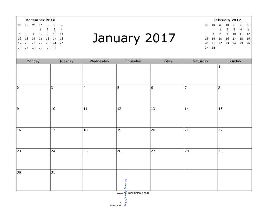 January 2017 Calendar 3