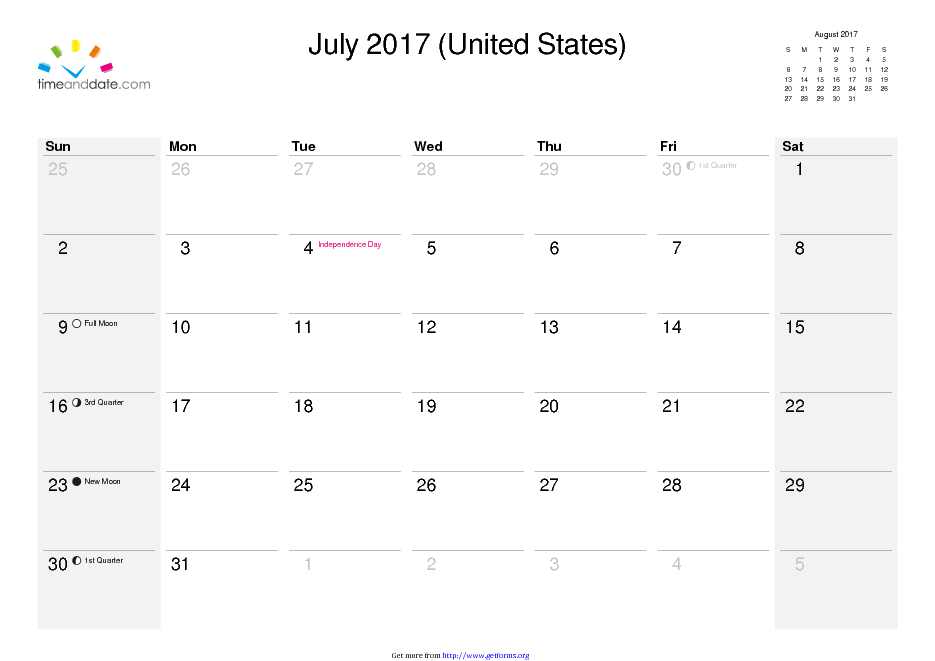 July 2017 Calendar 1