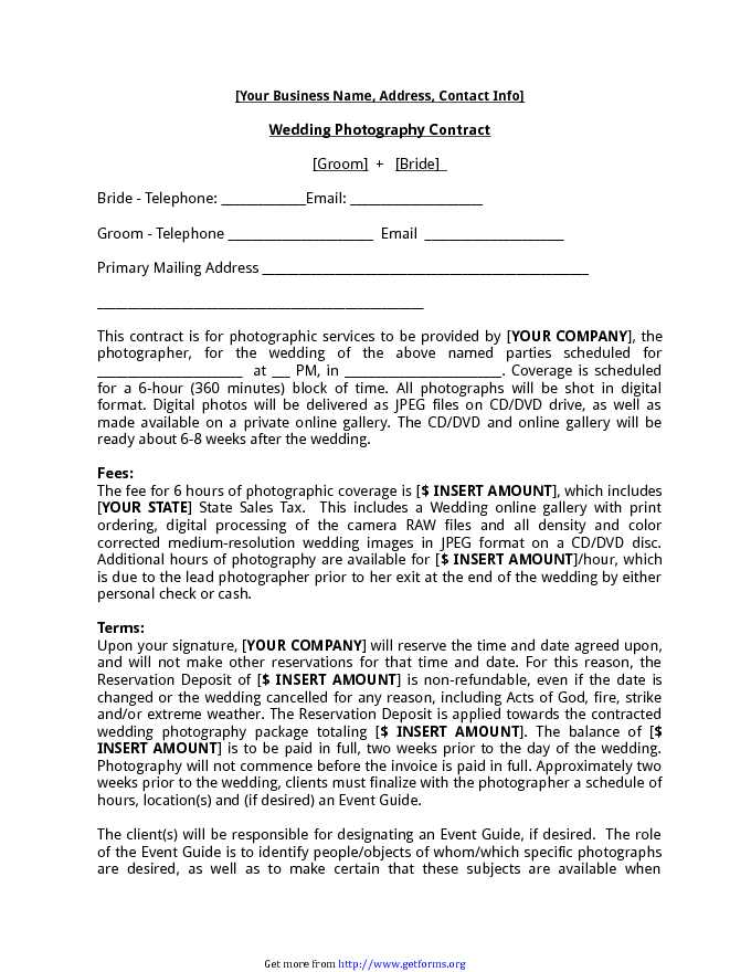 Wedding Contract Template