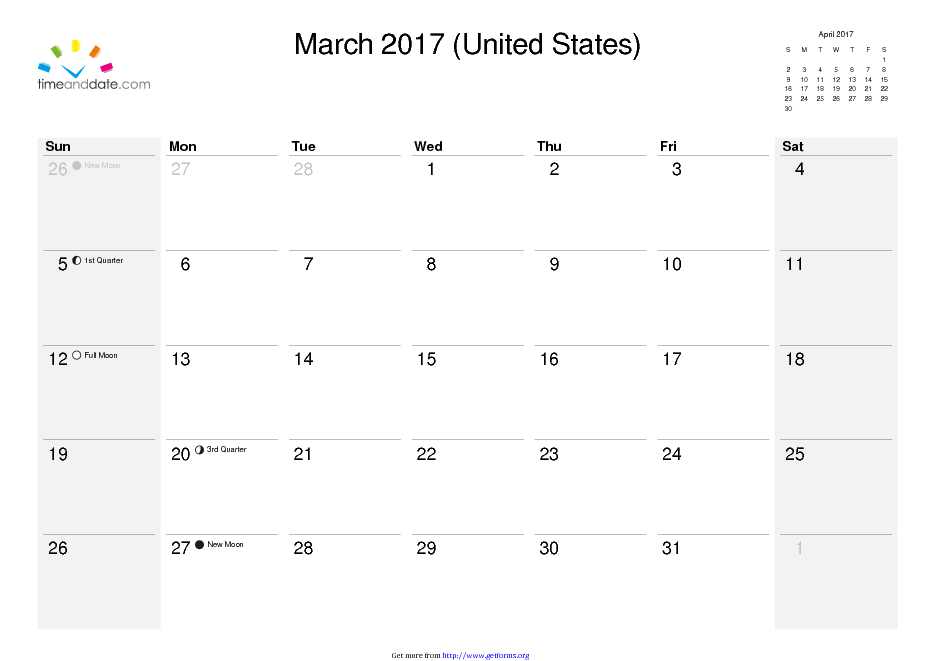 March 2017 Calendar 1