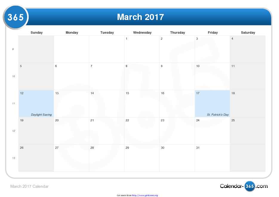 March 2017 Calendar 2