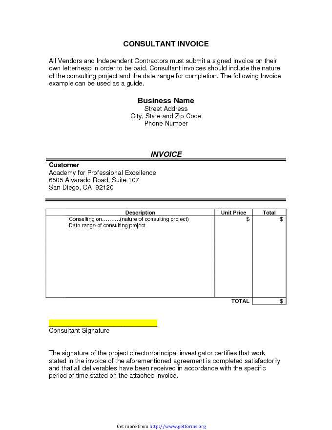 Consultant Invoice Template