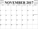 November 2017 Calendar 3 form