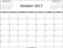 October 2017 Calendar 2 form