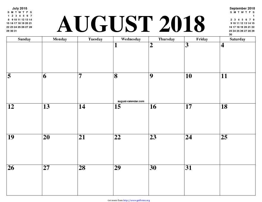August 2018 Calendar 3