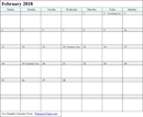 February 2018 Calendar 2 form