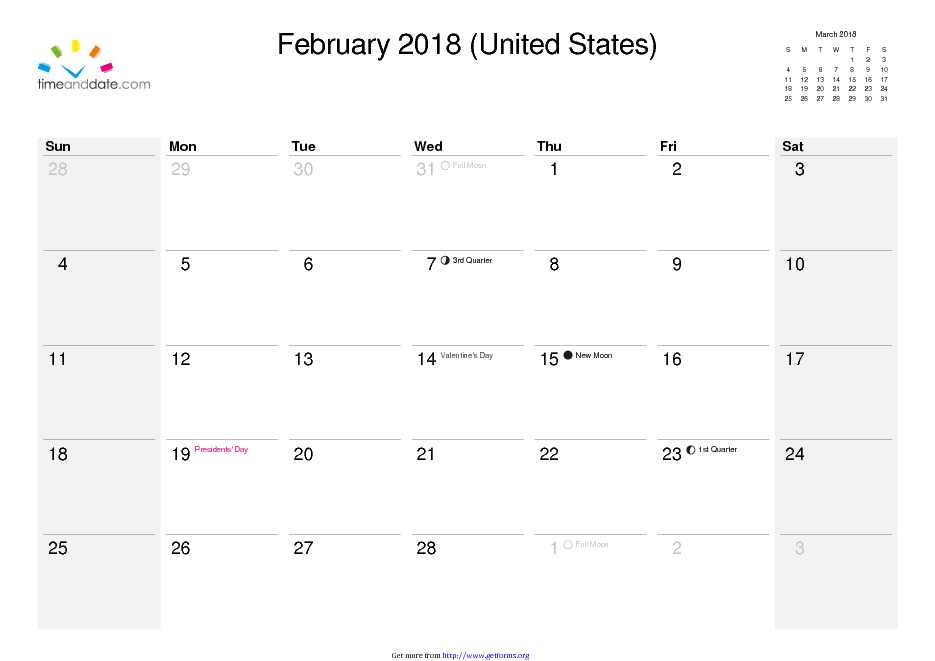 February 2018 Calendar 3