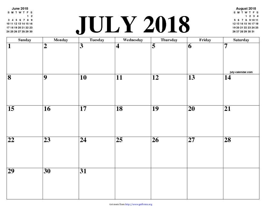 July 2018 Calendar 2