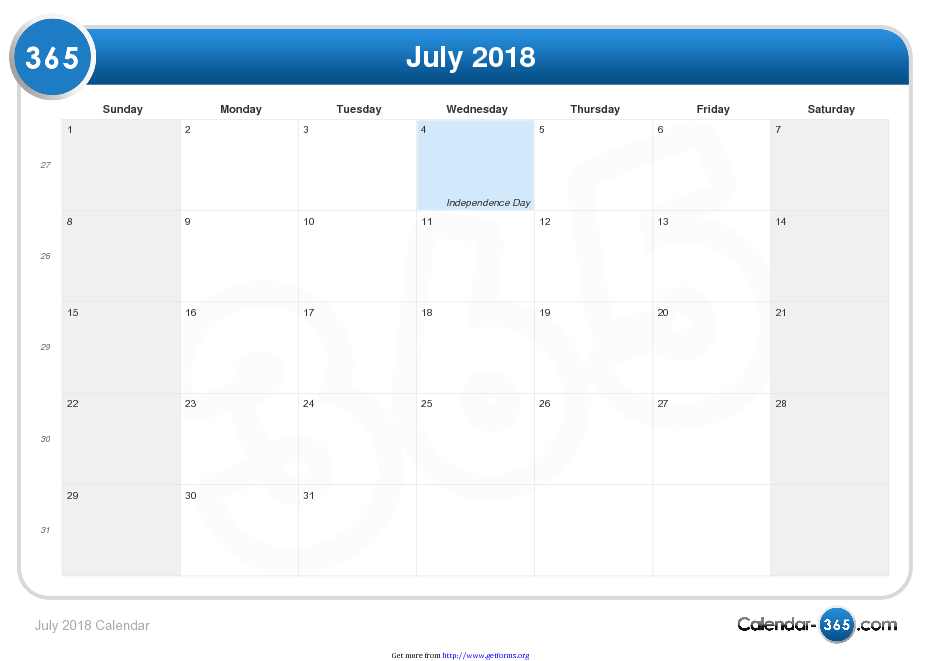 July 2018 Calendar 3