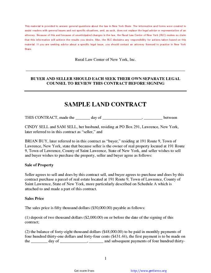 Sample Land Contract