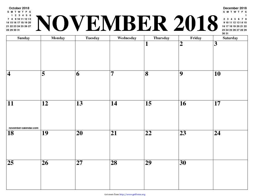 November 2018 Calendar 1