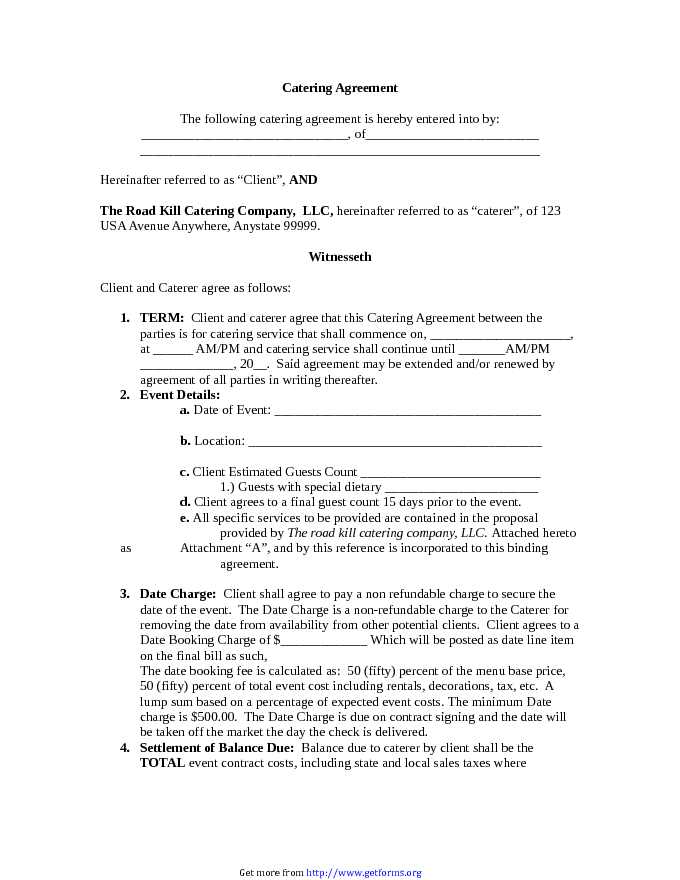 Catering Agreement