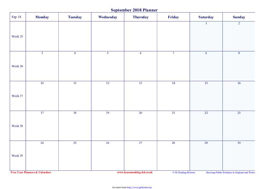 September 2018 Calendar 2