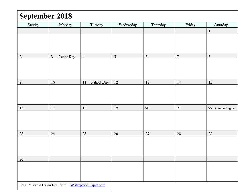 September 2018 Calendar 3