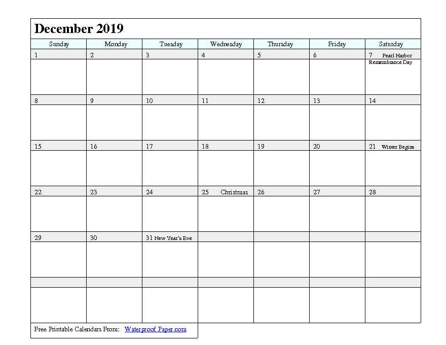 December 2019 Calendar 3