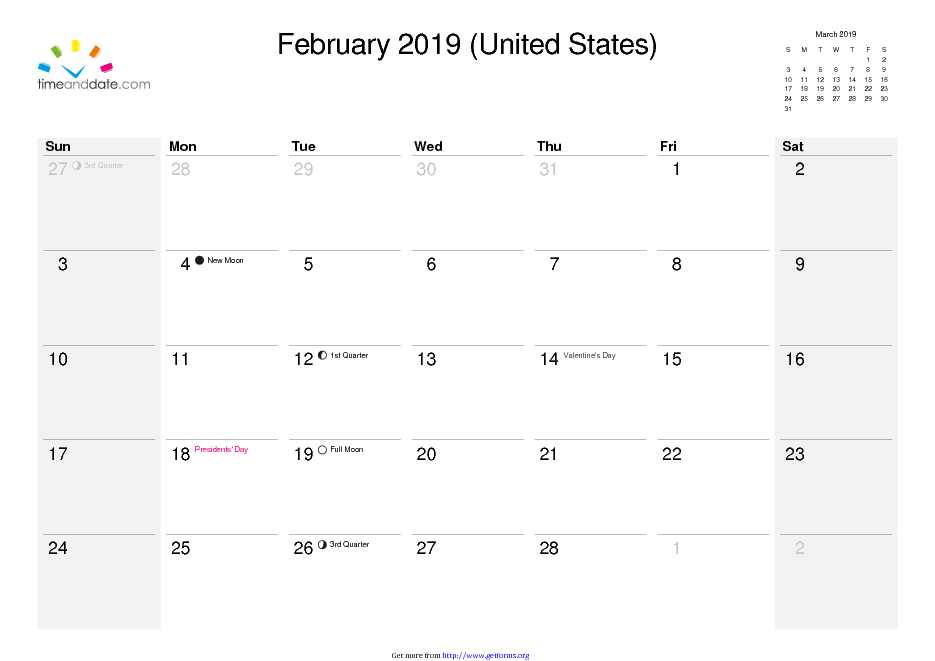 February 2019 Calendar 1