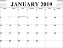 January 2019 Calendar 3 form