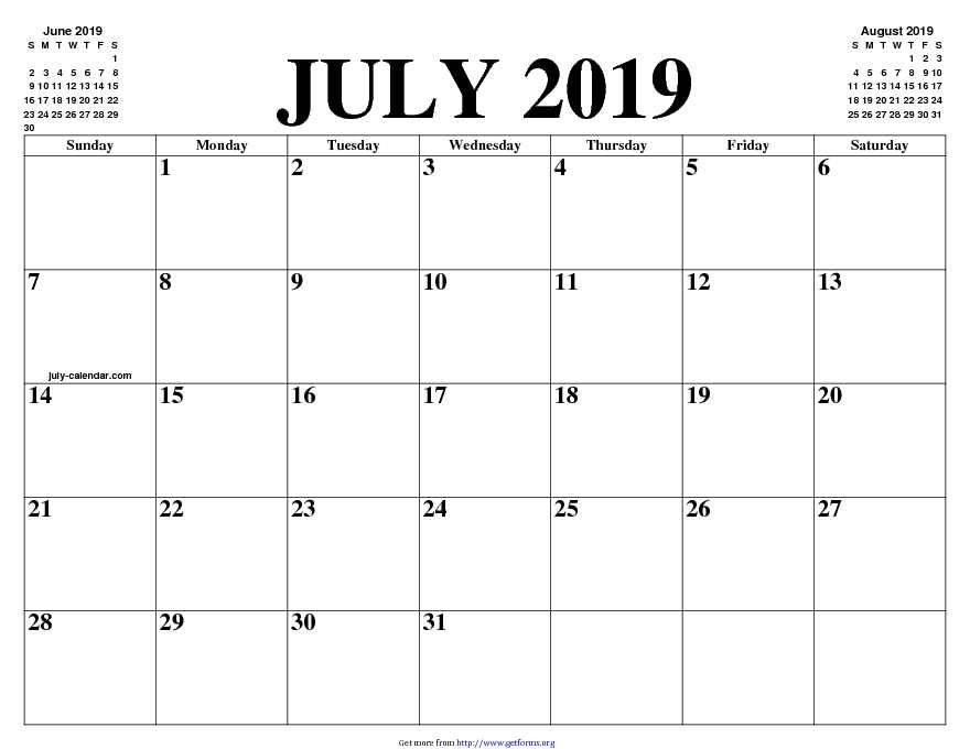 July 2019 Calendar 3