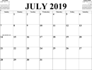 July 2019 Calendar 3 form